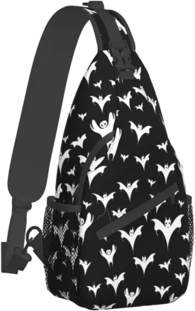 Halloween Goth Bats And Moon Sling Backpack Hiking Backpack Crossbody Bag Sports Lightweight And waterproof Chest Bag Shoulder Bag For Women Men