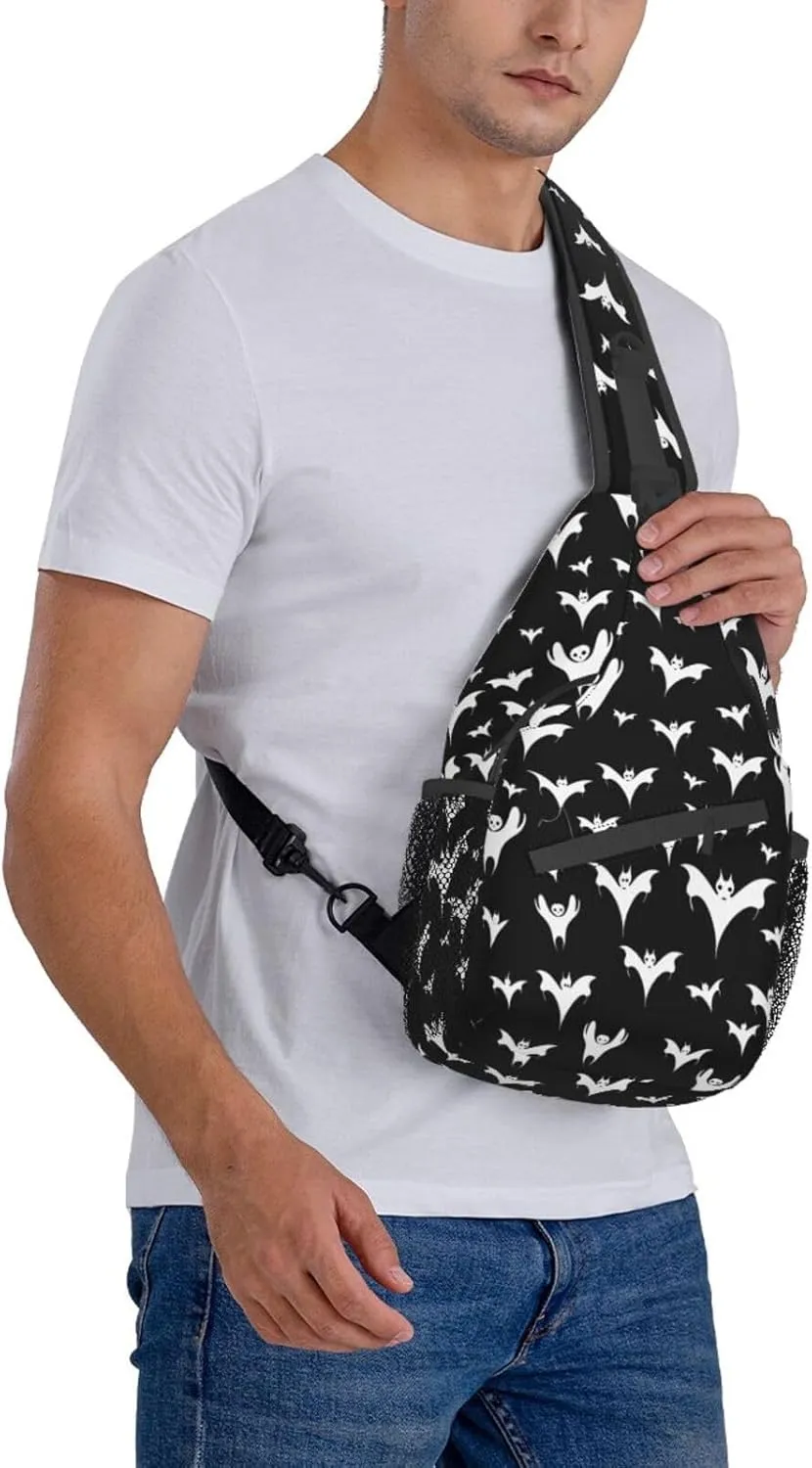 Halloween Goth Bats And Moon Sling Backpack Hiking Backpack Crossbody Bag Sports Lightweight And waterproof Chest Bag Shoulder Bag For Women Men