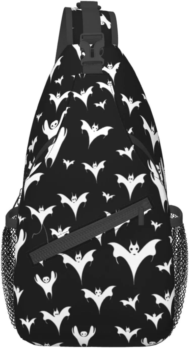 Halloween Goth Bats And Moon Sling Backpack Hiking Backpack Crossbody Bag Sports Lightweight And waterproof Chest Bag Shoulder Bag For Women Men
