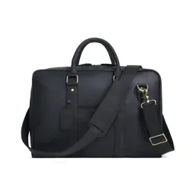 Handmade Leather Business Satchel Briefcase - Black
