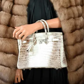Hermes Birkin 25 Himalayan White Niloticus Crocodile Palladium Hardware