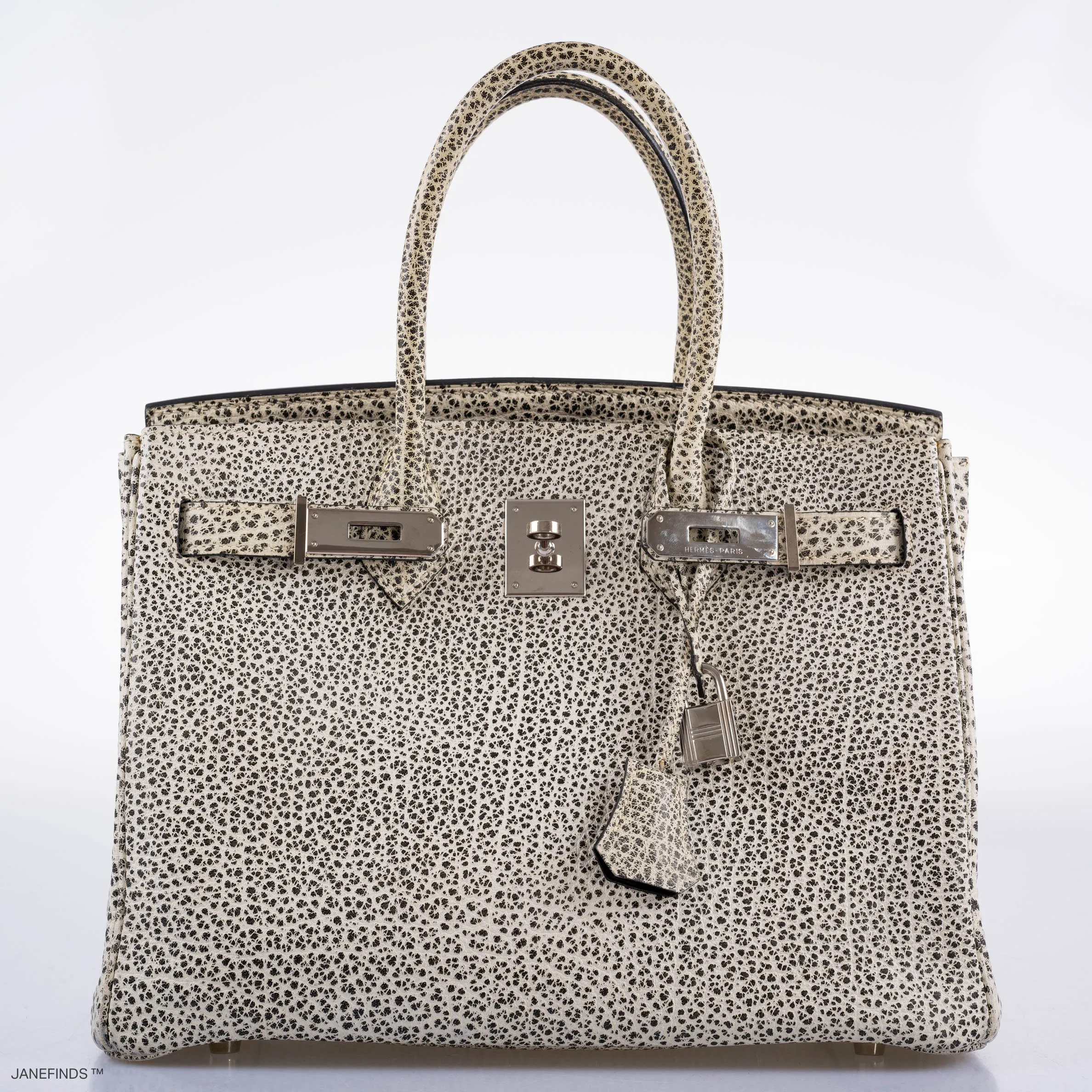 Hermes Birkin 30 Black & White Dalmatian Buffalo Palladium Hardware