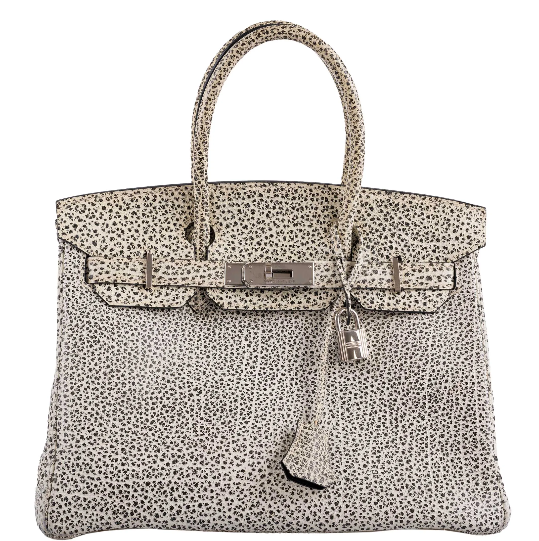 Hermes Birkin 30 Black & White Dalmatian Buffalo Palladium Hardware