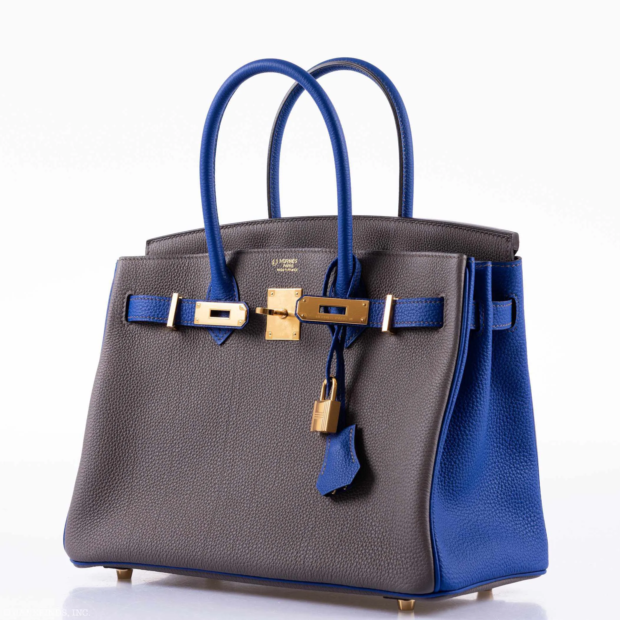 Hermes Birkin 30 HSS Etain And Blue Electric Togo Gold Hardware