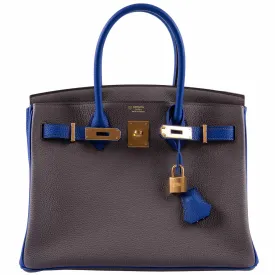 Hermes Birkin 30 HSS Etain And Blue Electric Togo Gold Hardware