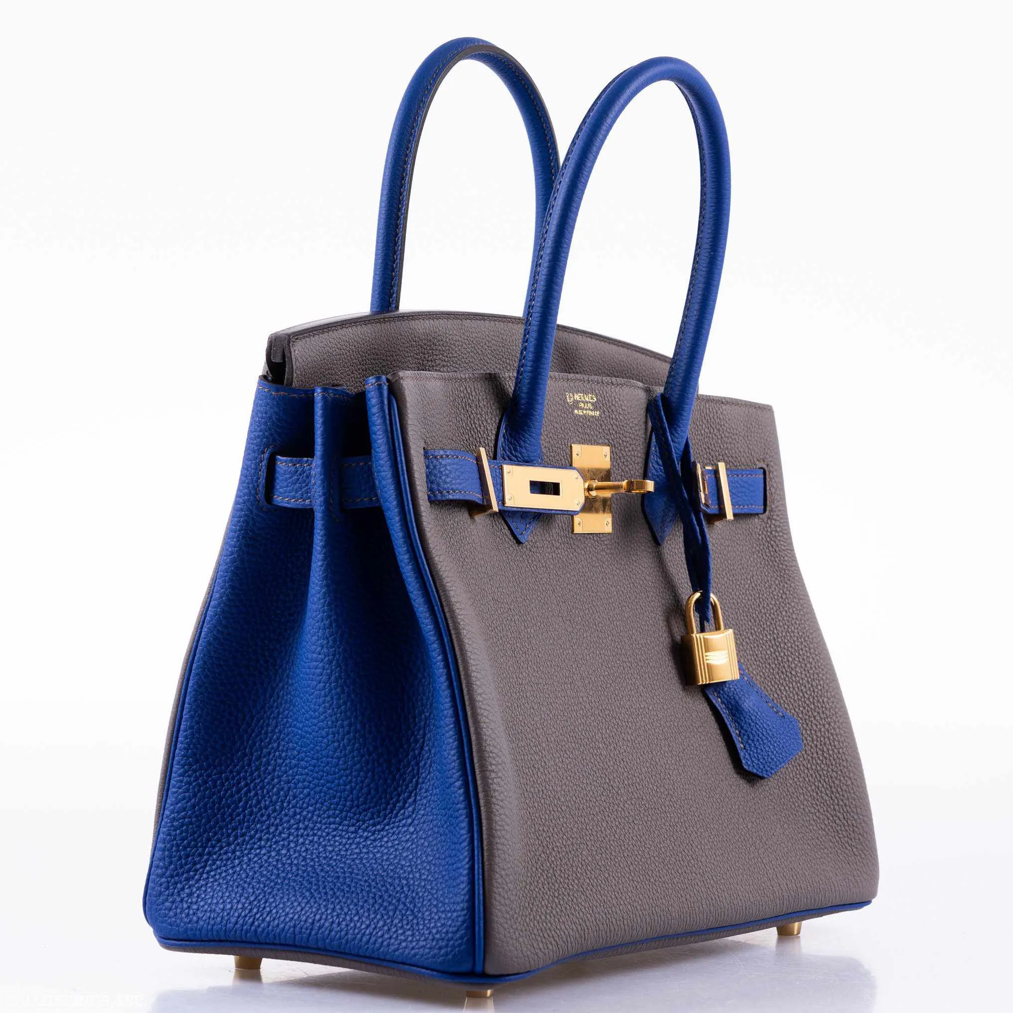 Hermes Birkin 30 HSS Etain And Blue Electric Togo Gold Hardware