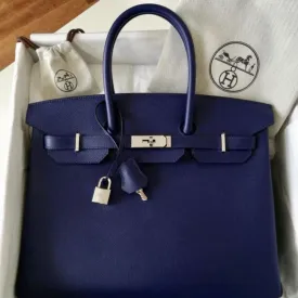 Hermès Birkin 35 Bleu Encre Epsom Palladium Hardware PHW