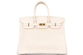 Hermès Birkin 35 Exotic Matte Alligator Beton GHW