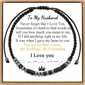Inspirational       Mothers Day Birthday  Mom Mother Father Daughter Aunt Grandmother Jewelry Cord Wrap Bracelet with Black Hematite Beads