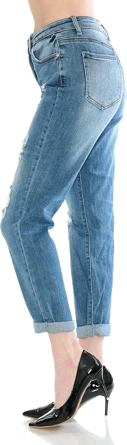 Little Vintage Girls Women's High Rise Oversized Mom Jeans High Waist Boyfriend Baggy Jean