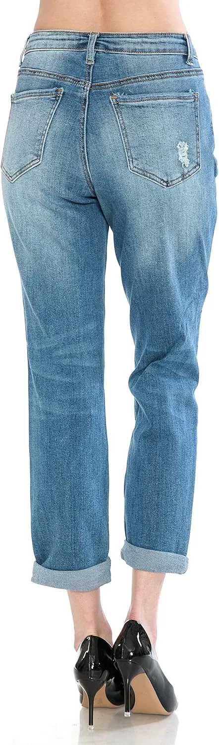 Little Vintage Girls Women's High Rise Oversized Mom Jeans High Waist Boyfriend Baggy Jean