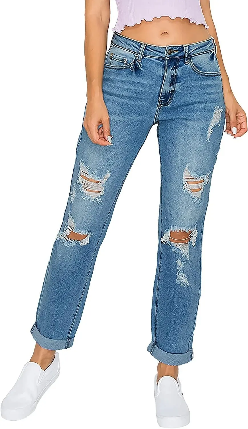Little Vintage Girls Women's High Rise Oversized Mom Jeans High Waist Boyfriend Baggy Jean