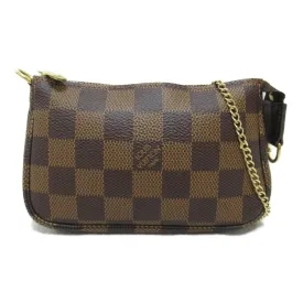 Louis Vuitton Mini Pochette Accessoires Damier Accessoires Pochette Bag PVC  Linen Damiere  Black N58009