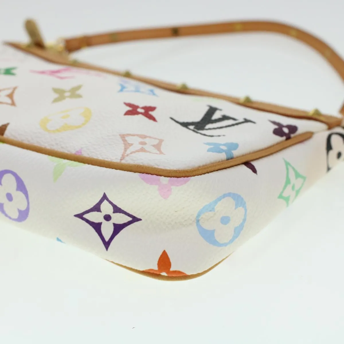 LOUIS VUITTON Monogram Multicolor Pochette Accessoires White M92649 Auth ar9466A