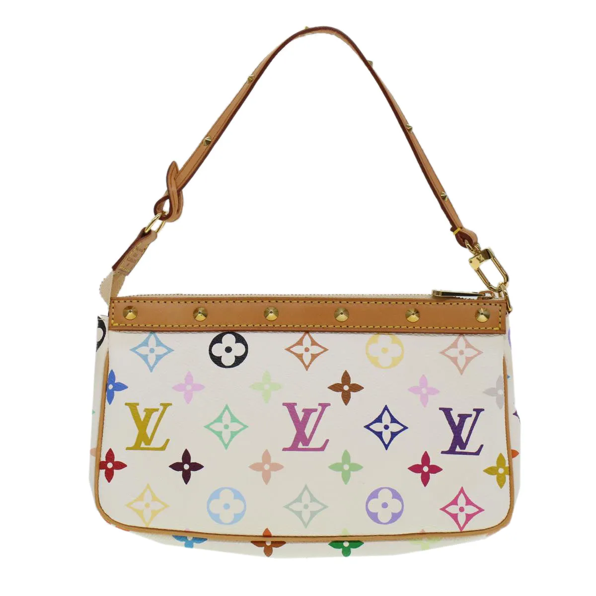 LOUIS VUITTON Monogram Multicolor Pochette Accessoires White M92649 Auth ar9466A