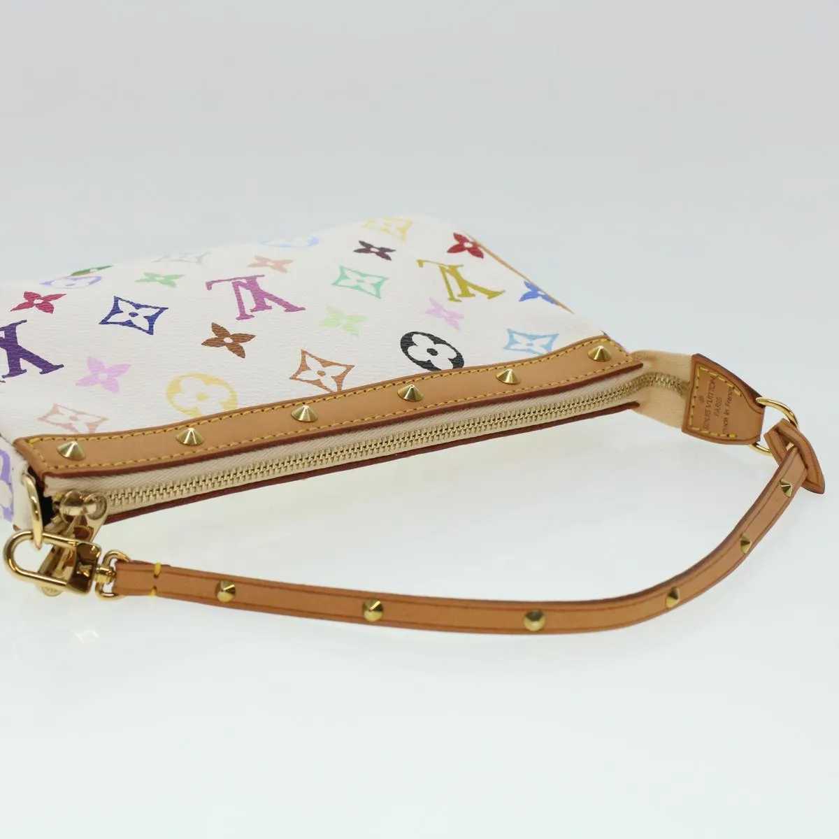 LOUIS VUITTON Monogram Multicolor Pochette Accessoires White M92649 Auth ar9466A