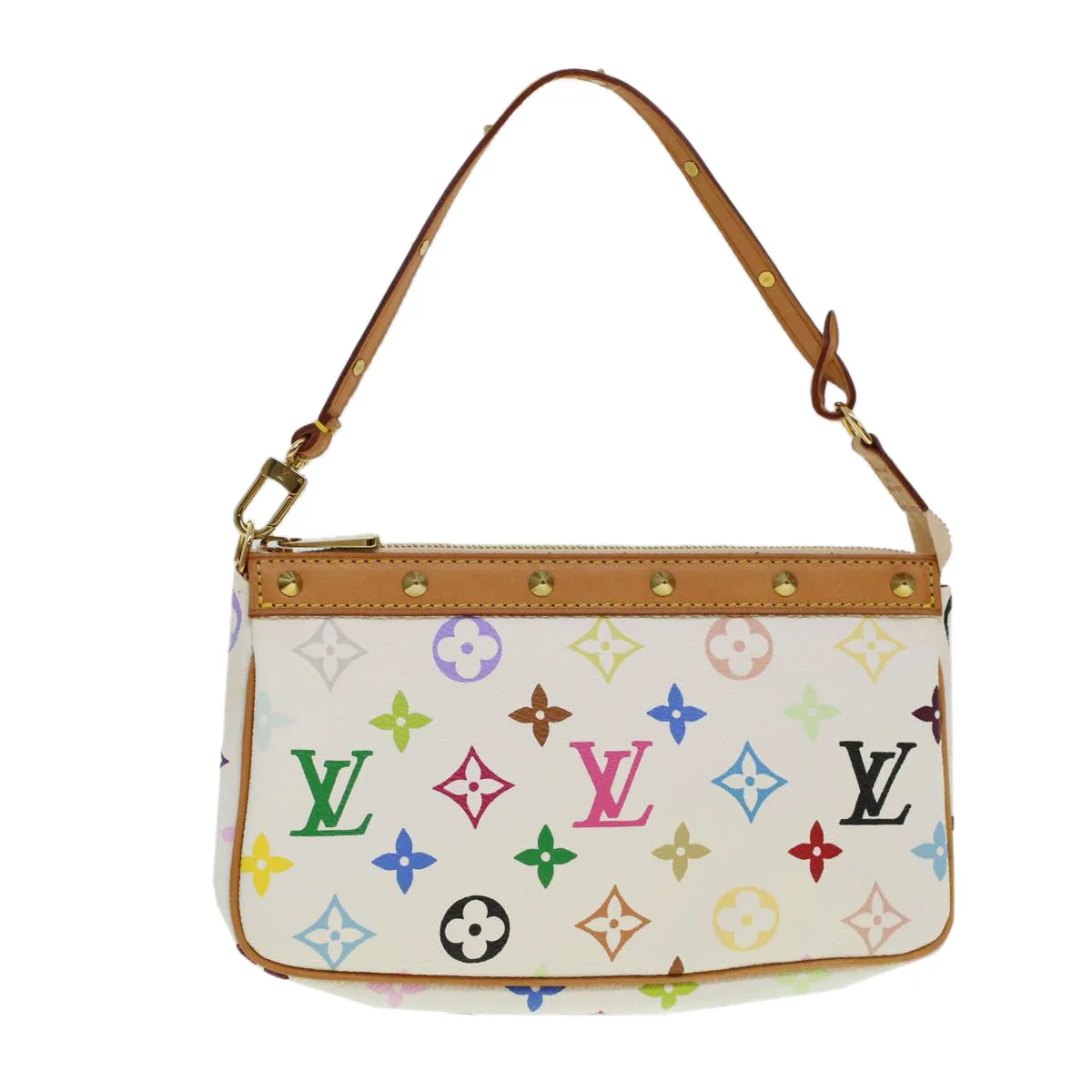 LOUIS VUITTON Monogram Multicolor Pochette Accessoires White M92649 Auth ar9466A