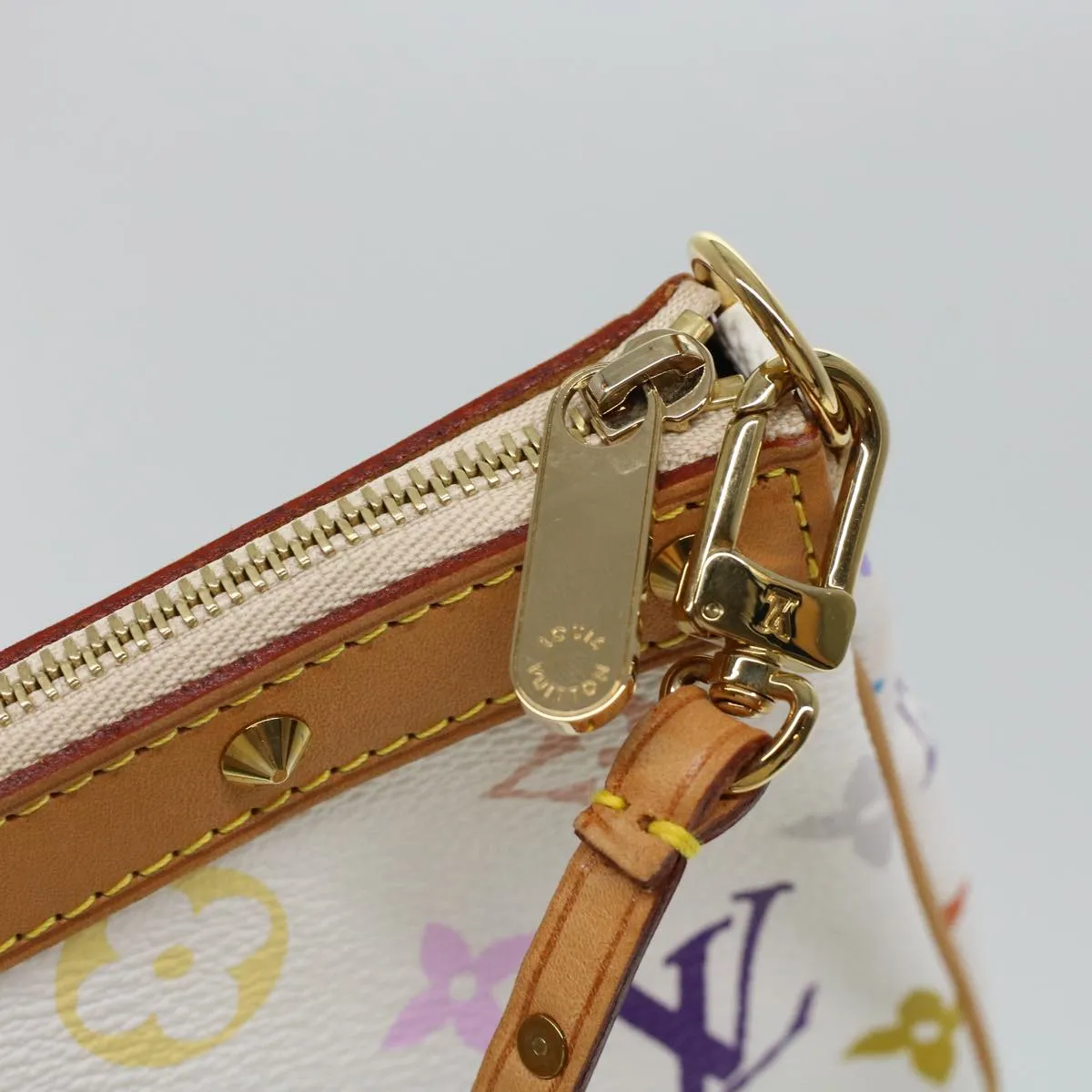 LOUIS VUITTON Monogram Multicolor Pochette Accessoires White M92649 Auth ar9466A