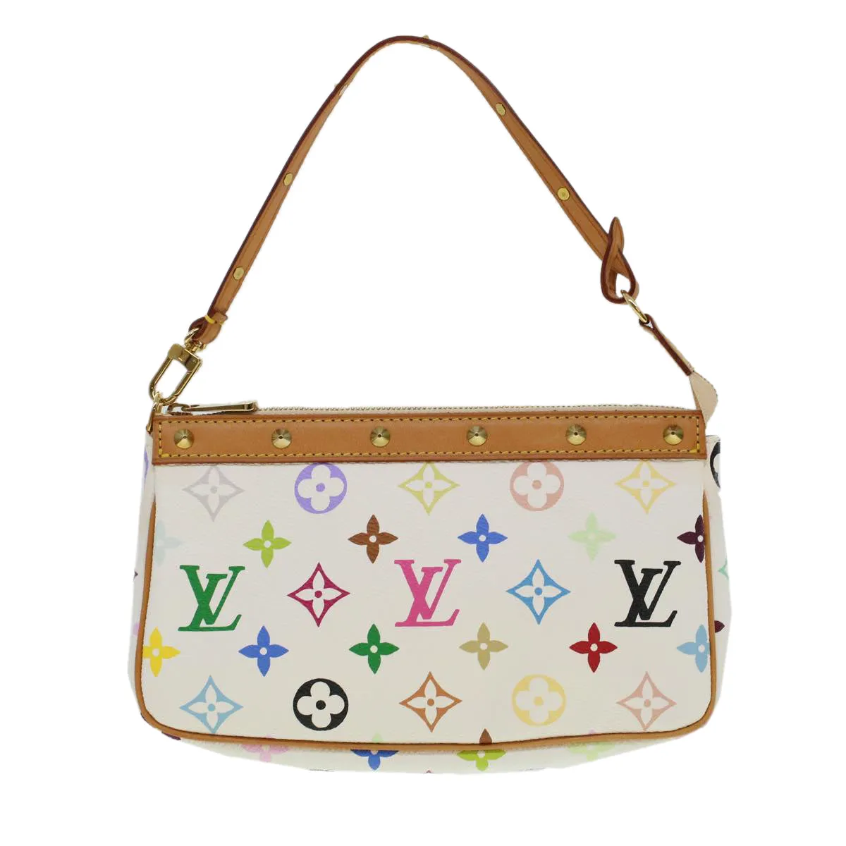 LOUIS VUITTON Monogram Multicolor Pochette Accessoires White M92649 Auth ar9466A