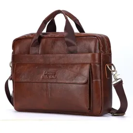 Men's Genuine Leather Briefcase – 14'' Laptop Messenger Bag, Business Portfolio for Documents & A4 Files