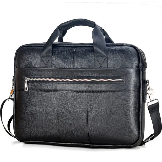 Men's Genuine Leather Briefcase – 14'' Laptop Messenger Bag, Business Portfolio for Documents & A4 Files