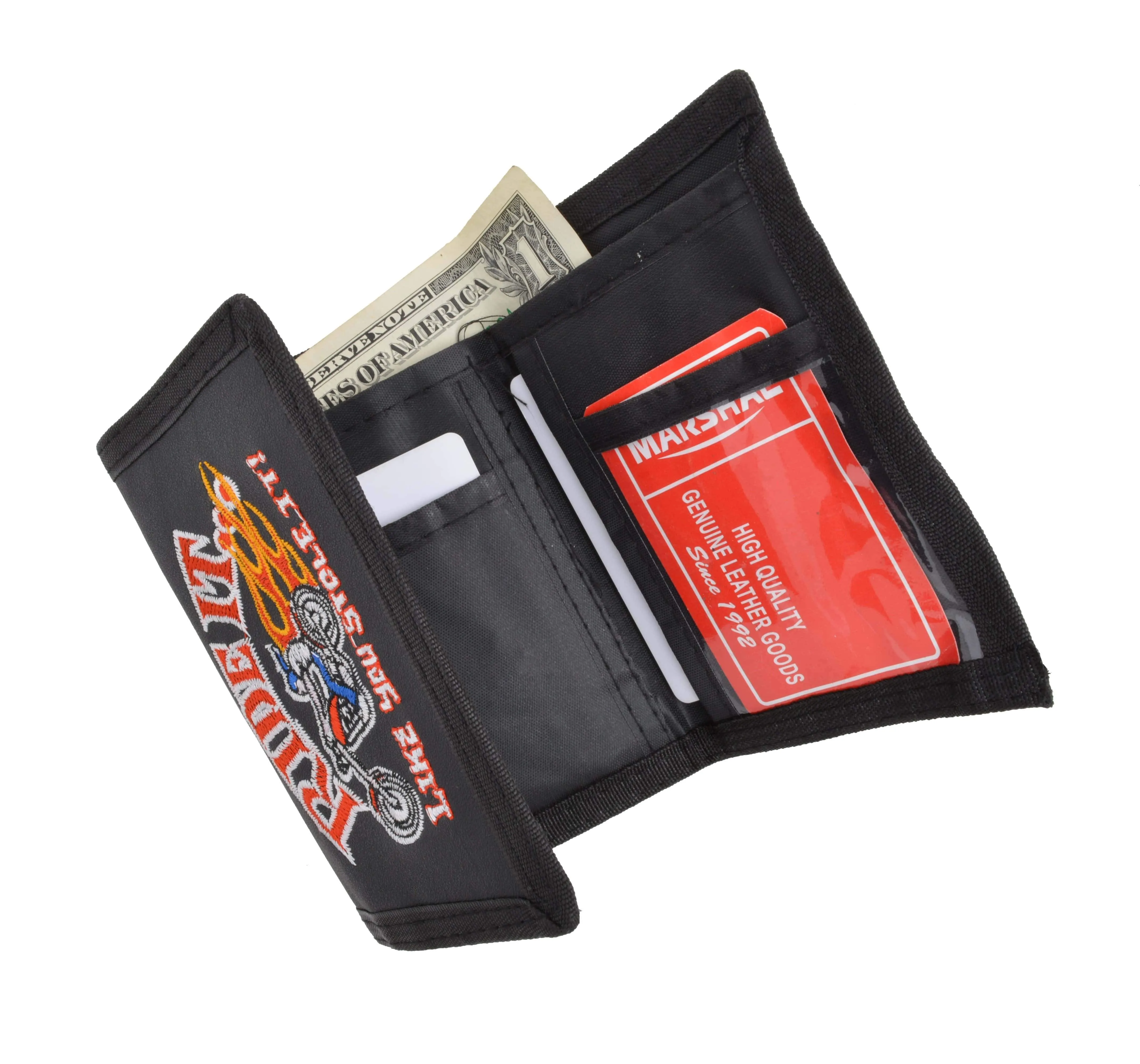 Men's Nylon Credit Card ID Holder Trifold Chain Wallet 836TA
