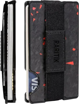 Minimalist Carbon Fiber Wallet for Men, Money Clip Cash Strap Wallet, RFID Blocking Metal Wallet Aluminum Card Holder,Front Pocket Wallet