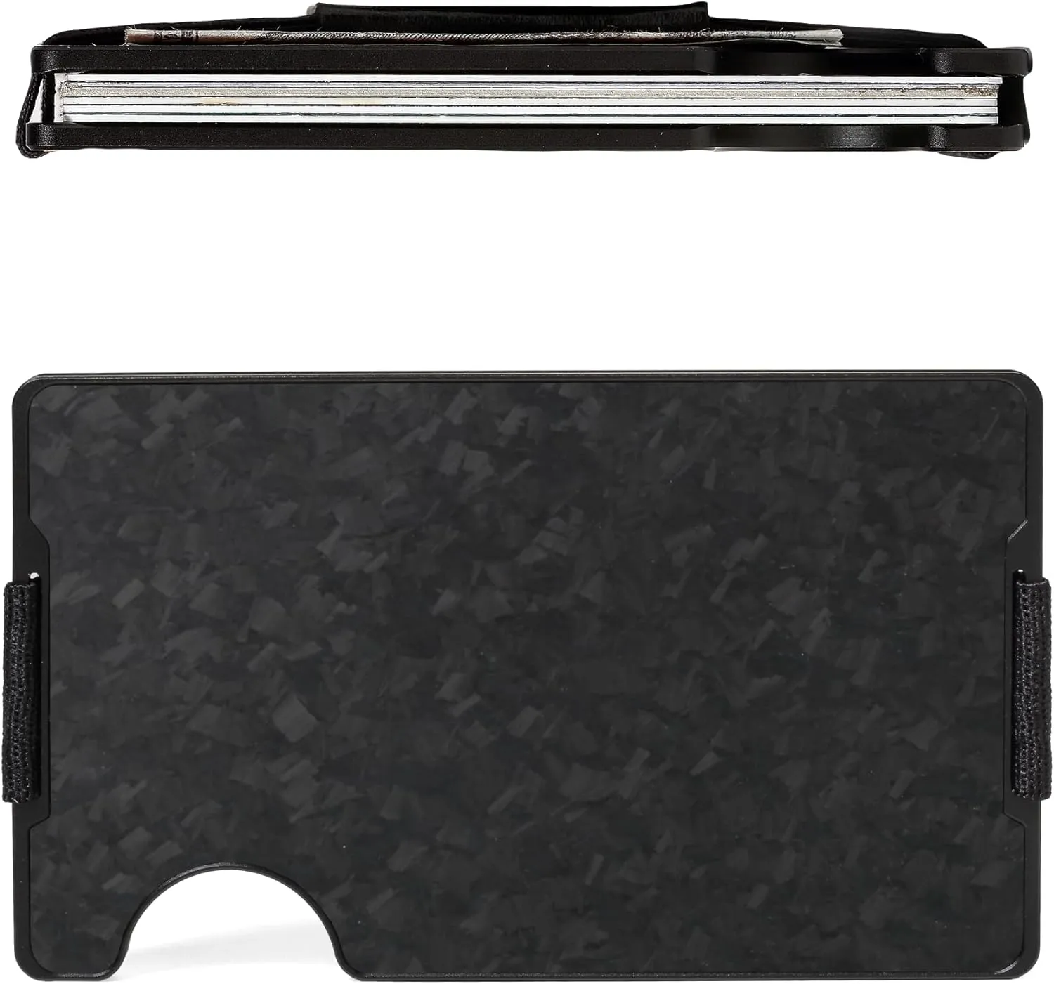 Minimalist Carbon Fiber Wallet for Men, Money Clip Cash Strap Wallet, RFID Blocking Metal Wallet Aluminum Card Holder,Front Pocket Wallet