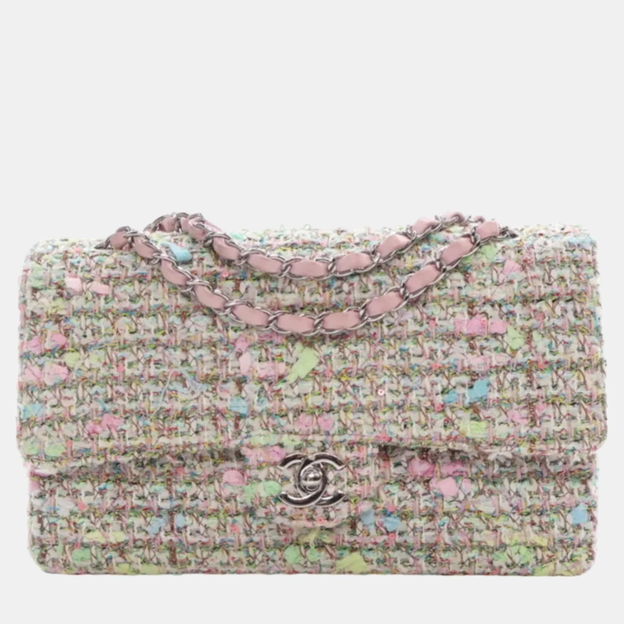 Multi Tweed, Leather Medium Classic Double Flap Shoulder Bags