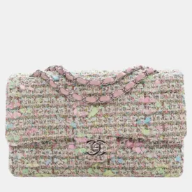 Multi Tweed, Leather Medium Classic Double Flap Shoulder Bags