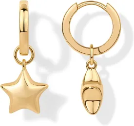 PAVOI 14K Gold Plated Sterling Silver Posts Charm Huggie Earrings for Women | Lightweight Love Heart Moon Flower Star Drop Dangle Huggie Charm Earring