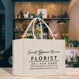 Personalized Florist Cotton Canvas Tote Bag Florist Business Tote Custom Florist Store Gift Bulk Business Logo Florist Swag (FLT1001)