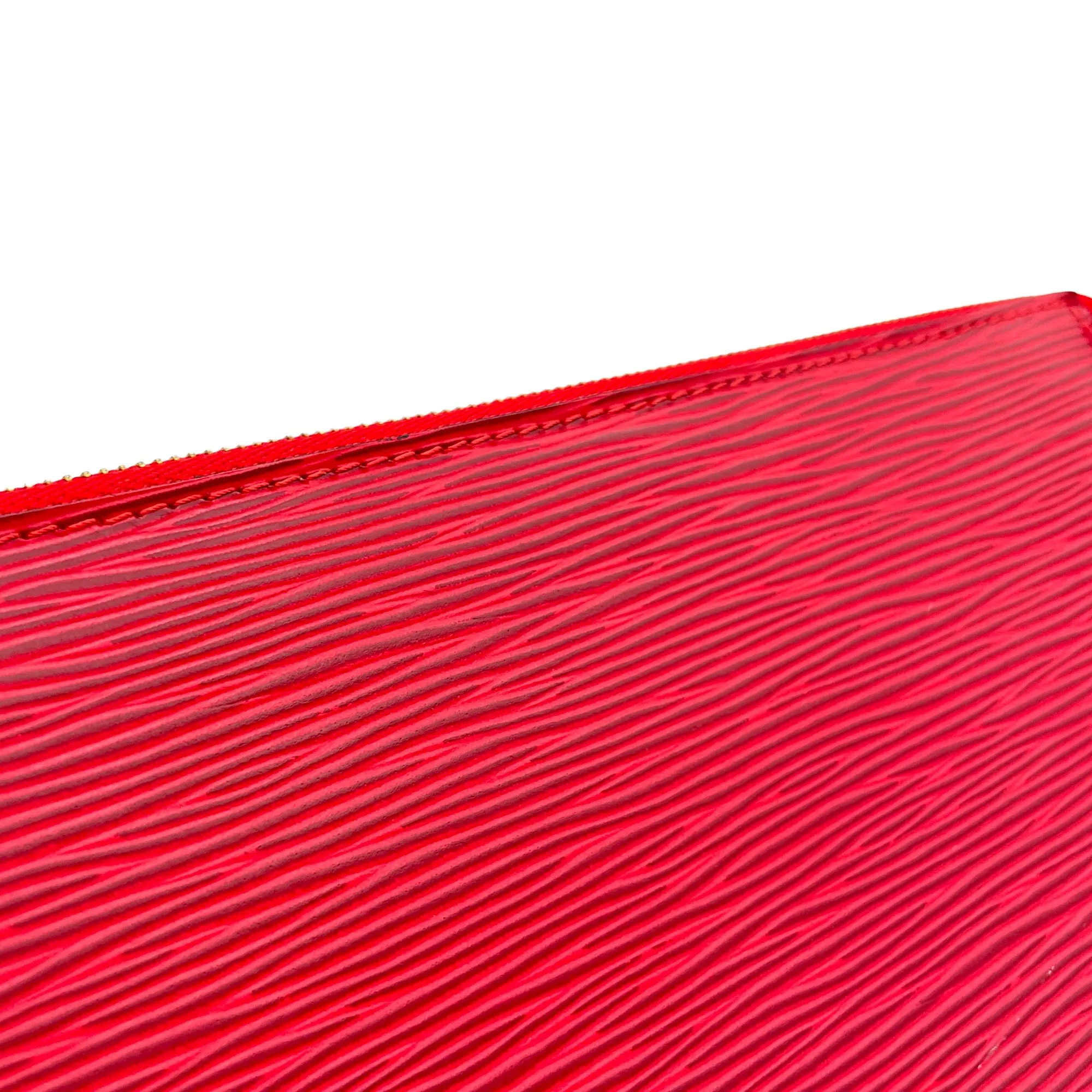 Pochette Accessoires Red Shoulder Bag in Epi Leather, Gold hardware