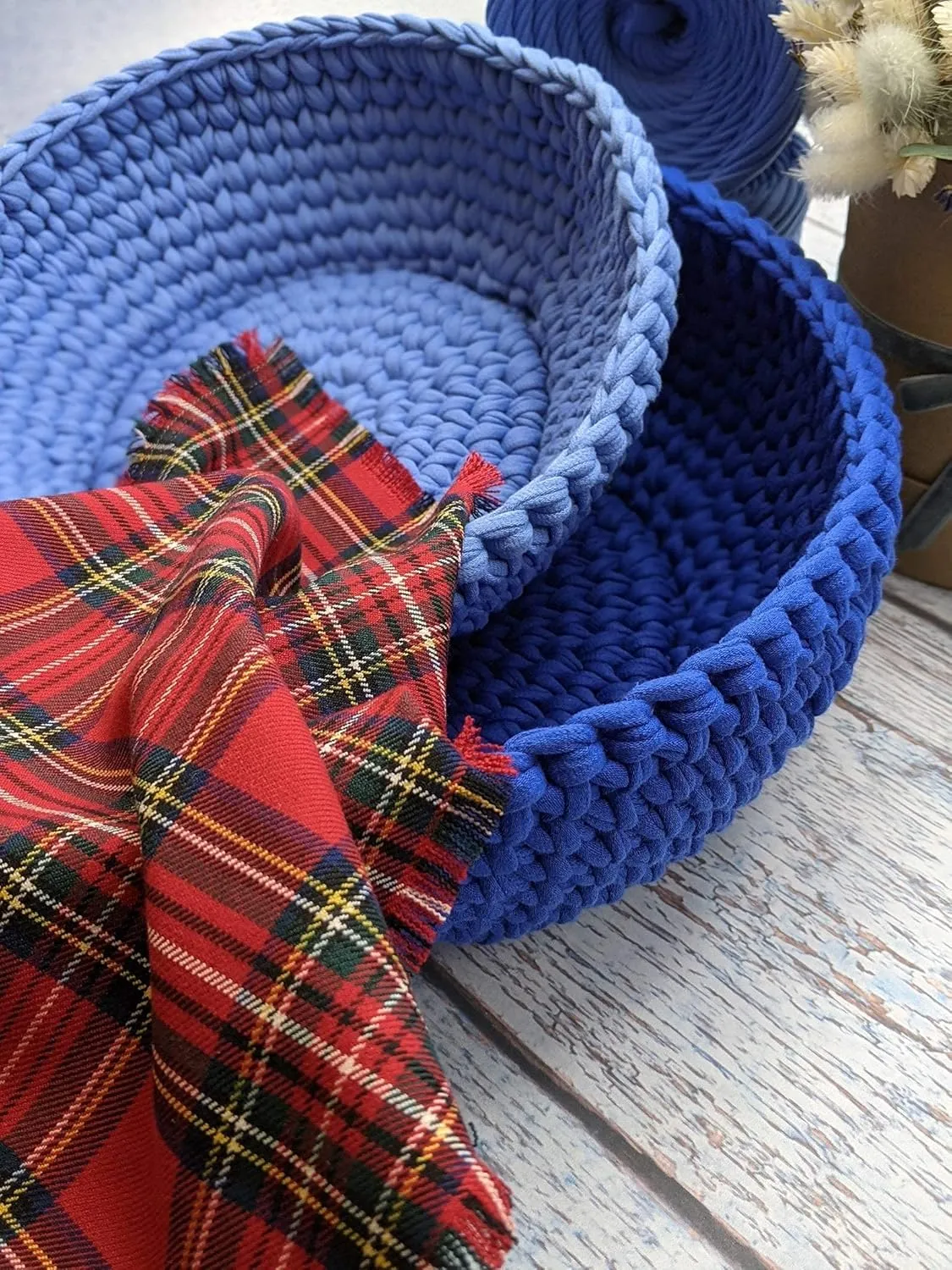 T-Shirt Yarn Fettuccini Zpagetti Style, 7-9 mm Tshirt Yarn for Crocheting & Knitting, Organic Cotton Jersey, Cornflower
