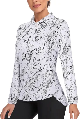 Tanst Sky Women's Golf Shirt UPF 50  Long Sleeve Quarter Zip Pullover Athletic Hiking Workout Tops
