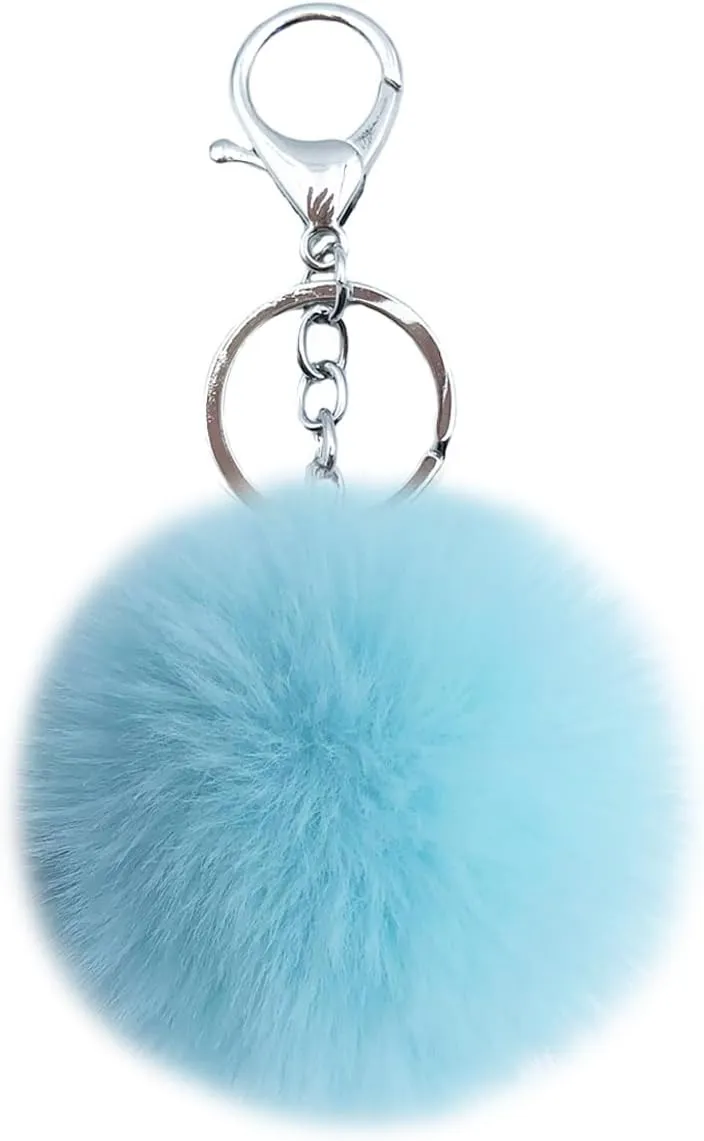 Unpafcxddyig 35 Pieces Pom Pom Keychains Artificial Rabbit Fur Fluffy Ball Pompoms Keyring for Women Bag Accessories
