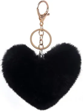 Unpafcxddyig Pom Poms Keychains Fluffy Heart Shape Pompoms Keyring Faux Rabbit Fur Key Chain for Car Bag Charm