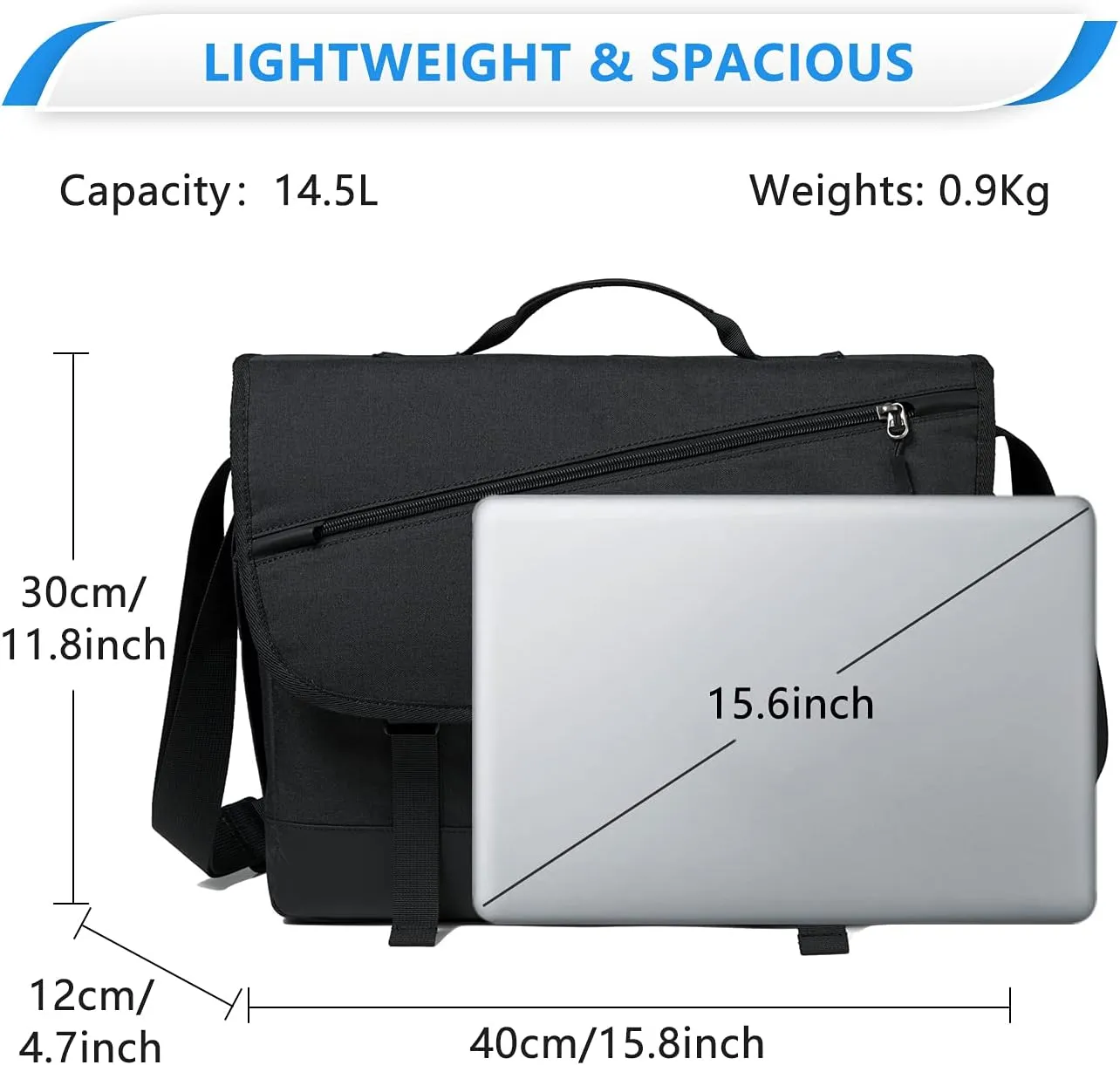 VASCHY Messenger Bag for Men, Fashion Laptop Satchel Crossbody Shoulder Side Bag for Men and Women for Work,Business