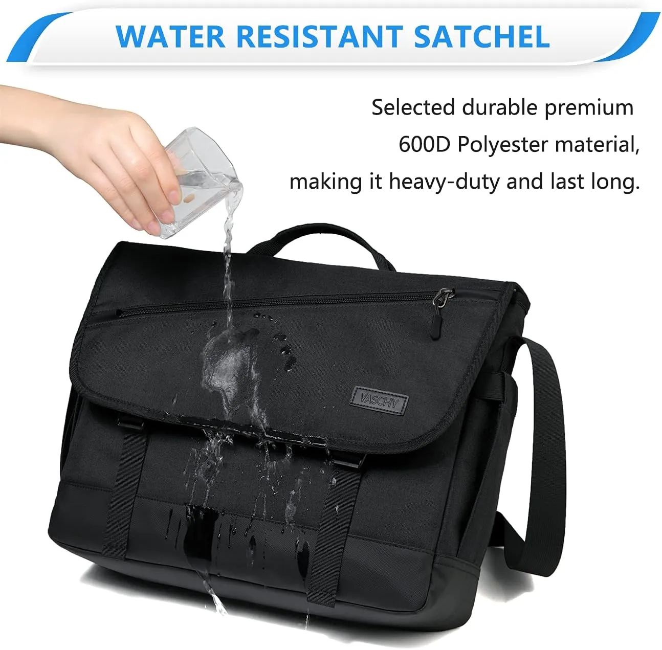 VASCHY Messenger Bag for Men, Fashion Laptop Satchel Crossbody Shoulder Side Bag for Men and Women for Work,Business