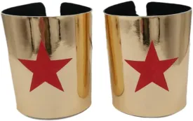 Wonder of Woman Gold Cuff Armguards, Size Adjustable, One Size, Leather, for Cosplay Enthusiasts, Female, Headwear Accessory